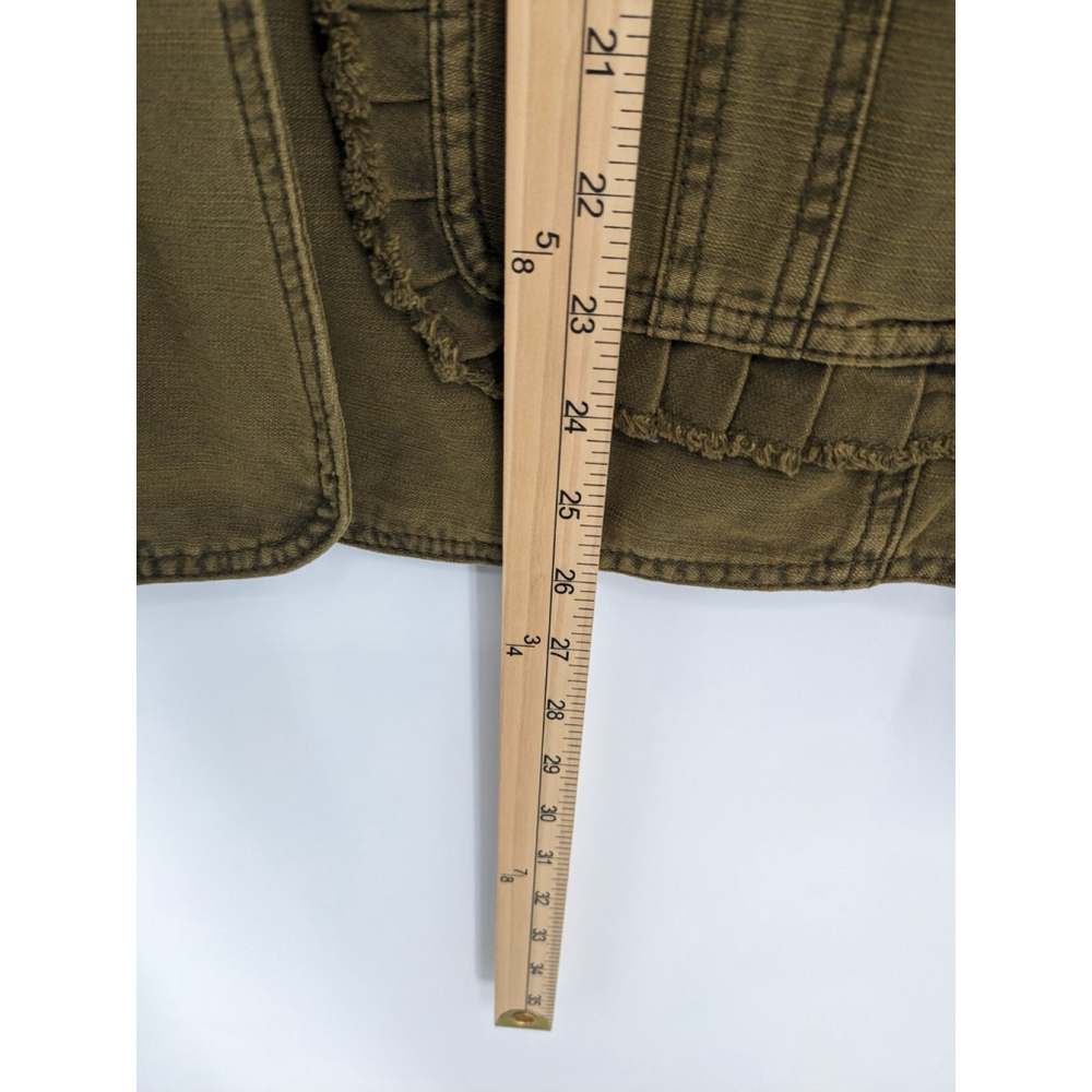 Anthropologie Jacket Womens Small‎ Green Military Utility Coat Canvas Ruffle Y2K - Picture 10 of 10